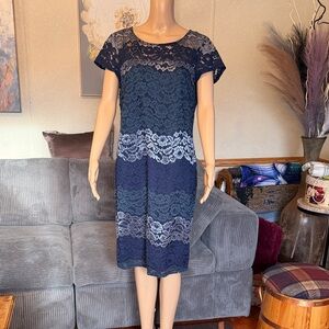 Classic Navy Lace Shift Dress - Navy